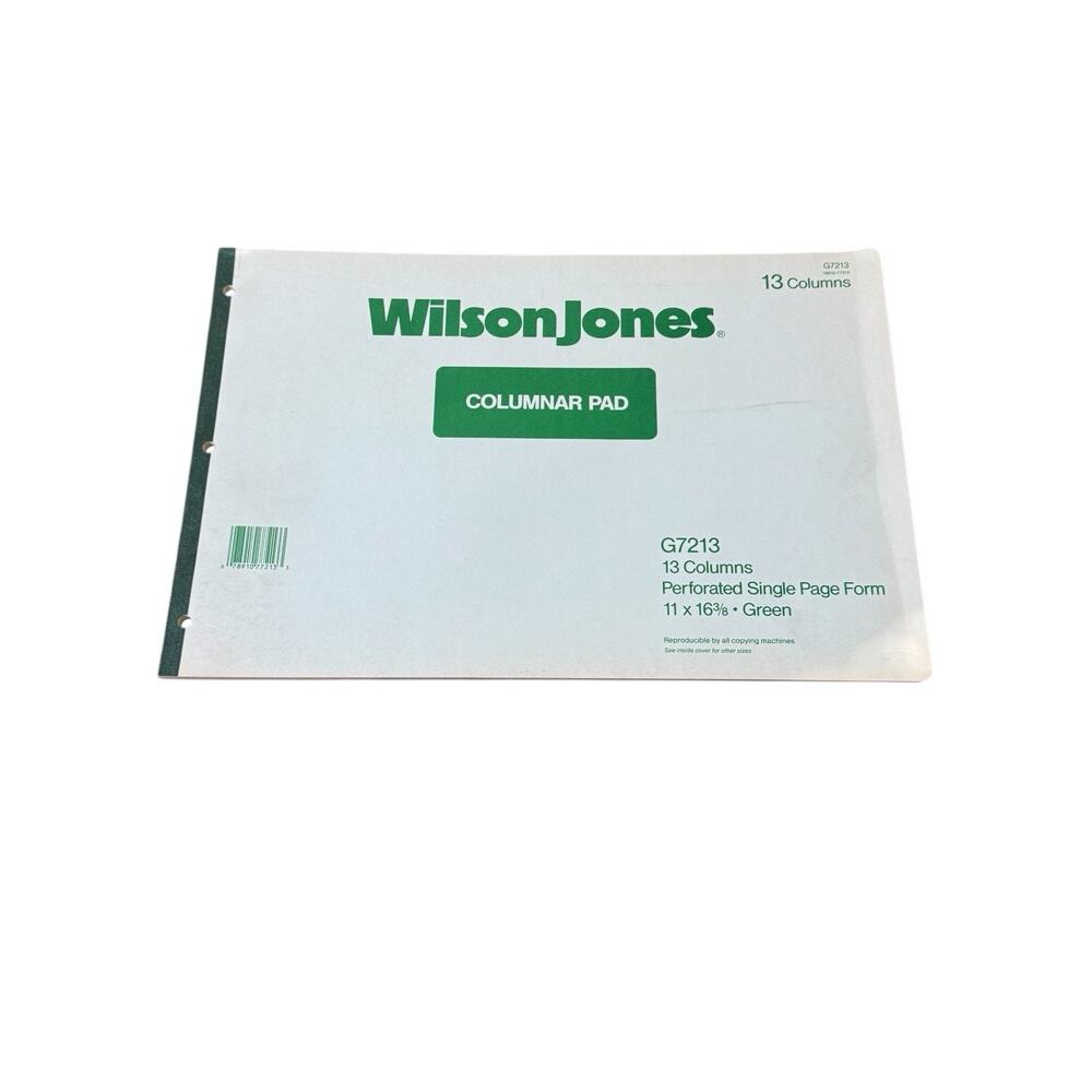 Wilson Jones G7213 Columnar Pad 13 Column Ledger 11x16 Green Perforated 50 Sheet